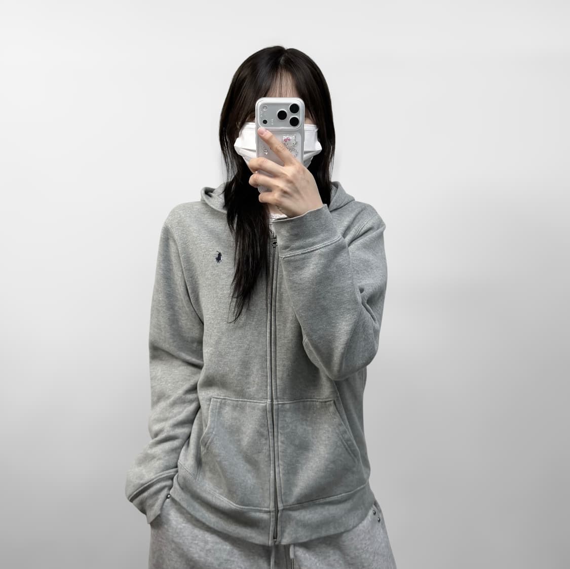 폴로 랄프로렌 포니 로고 후드집업 그레이 상품이미지1