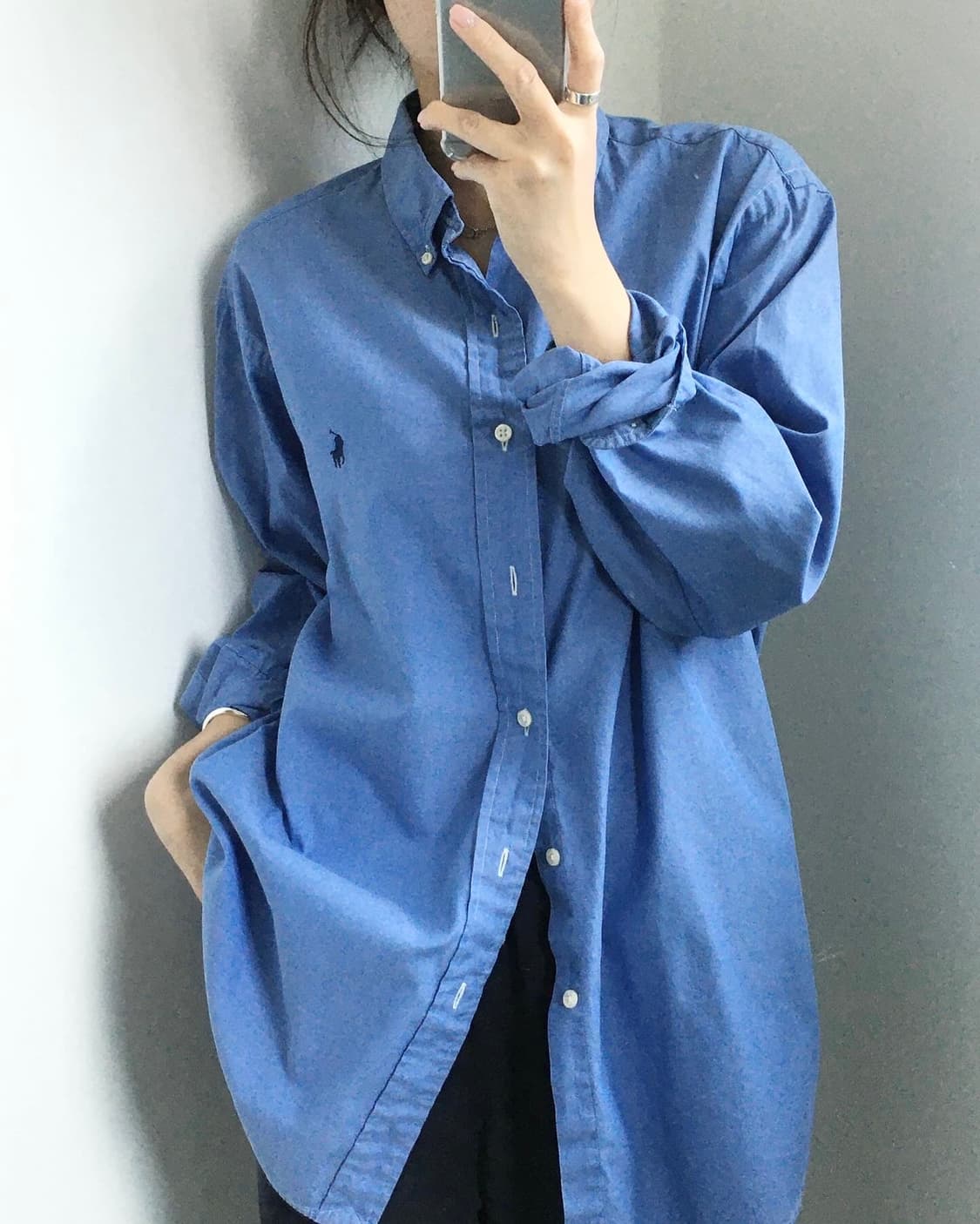 Polo 폴로 랄프로렌 딥블루컬러 버튼다운 셔츠 상품이미지1