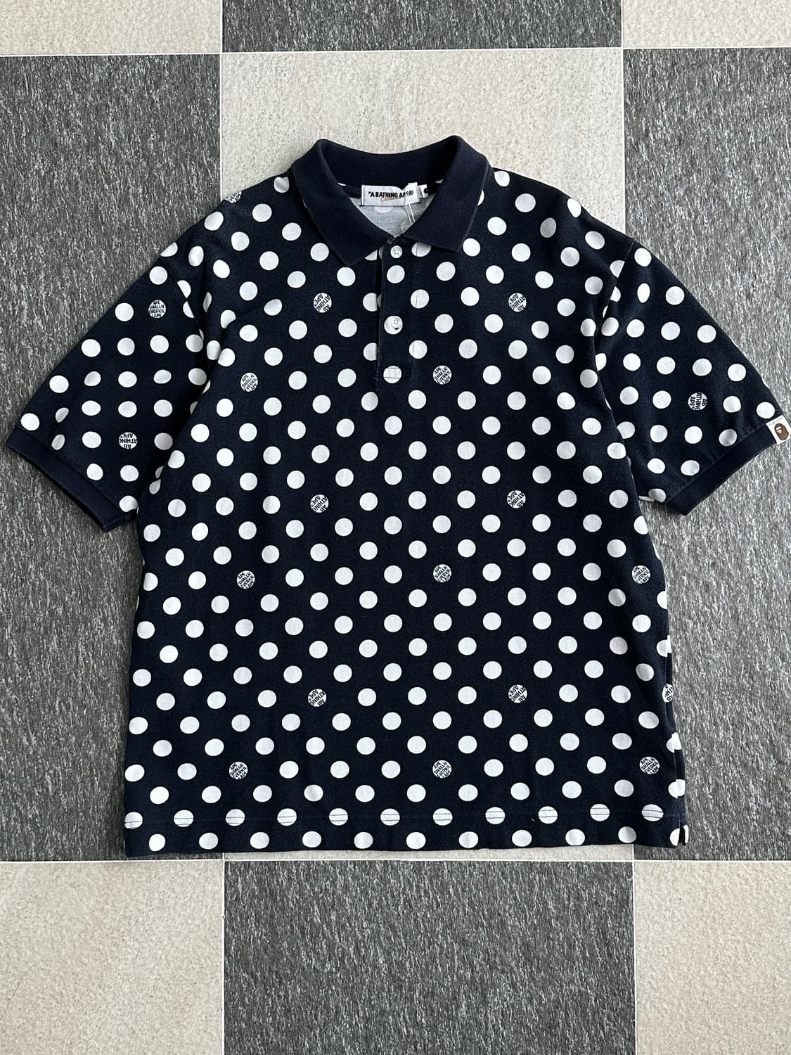 베이프 네이비 도트 카라티셔츠  상품이미지4