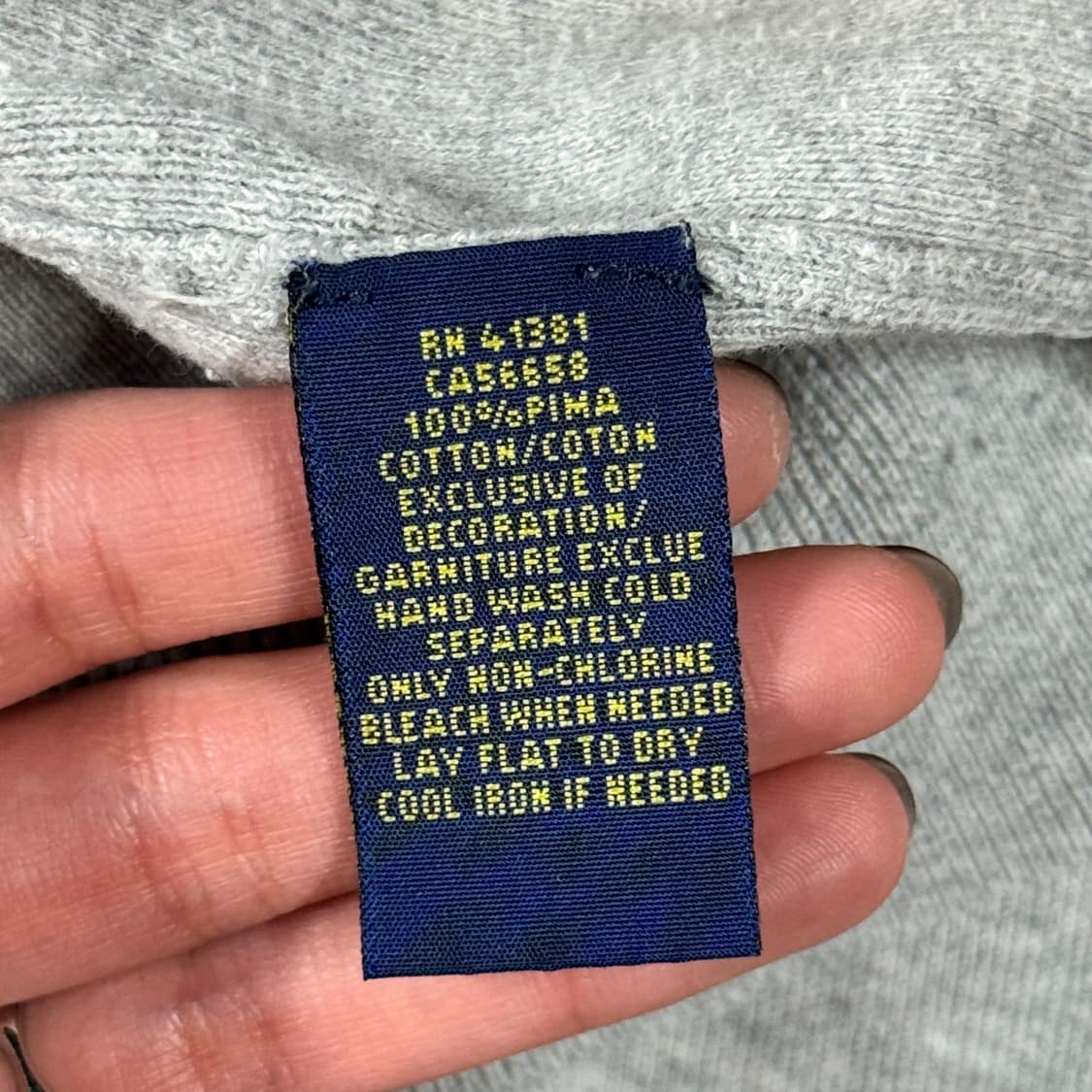 M) 폴로 랄프로렌 피마코튼 그레이 브이넥 니트 상품이미지7