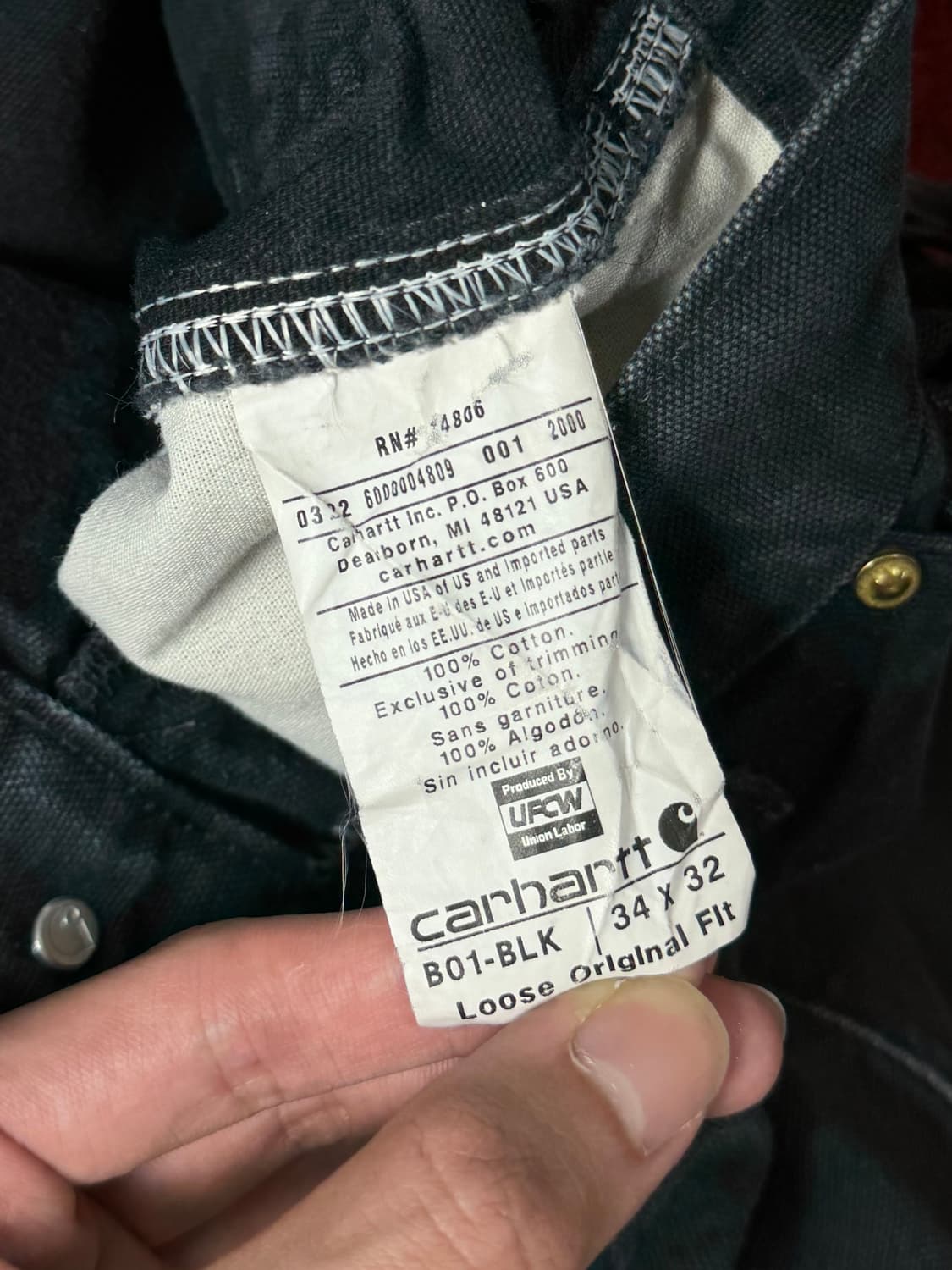 OG USA Made 칼하트 B01 더블니 팬츠 칼하트 썩블니 상품이미지10