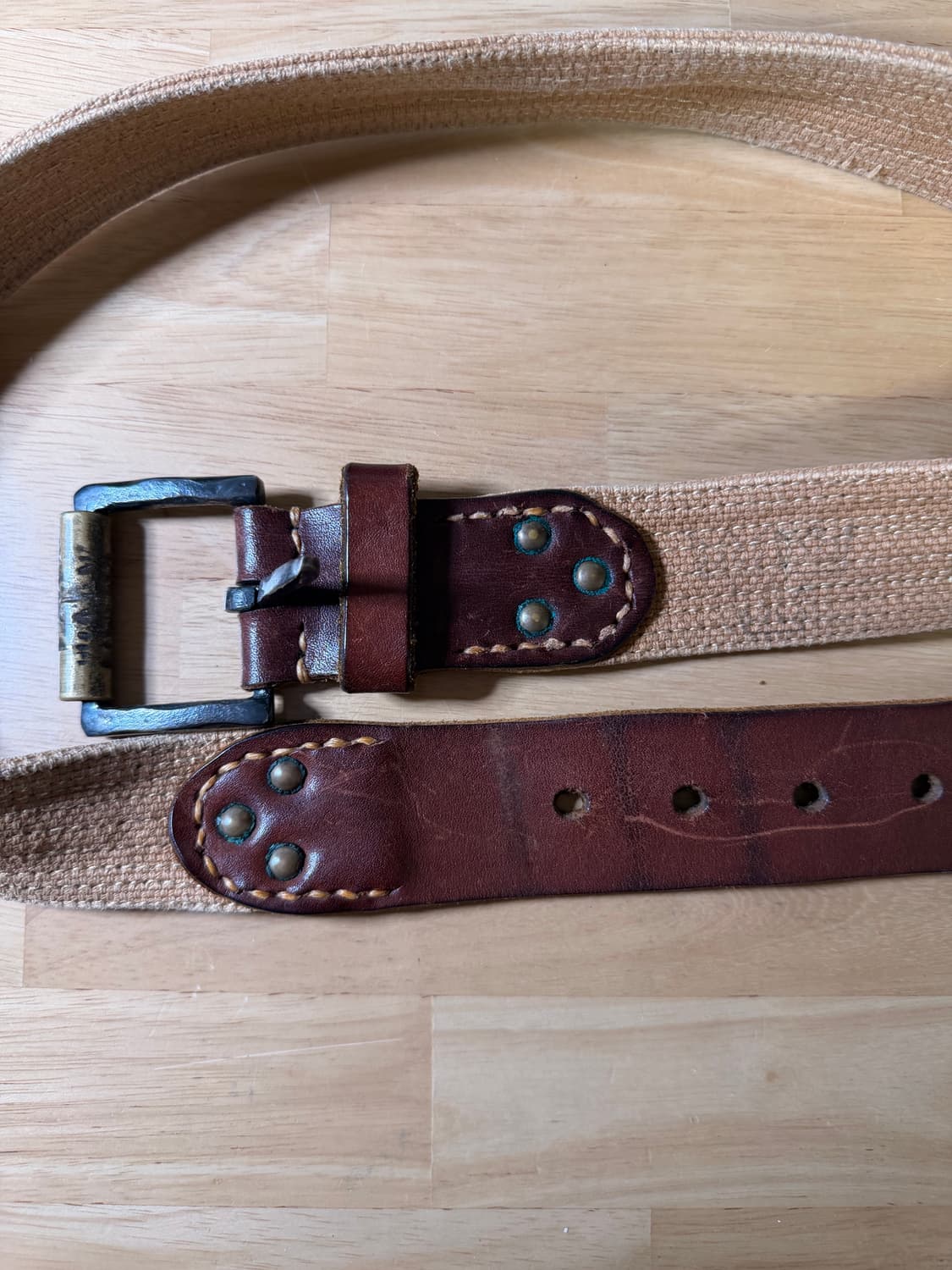 Old Kapital 캐피탈 레더 캔버스 벨트 상품이미지2