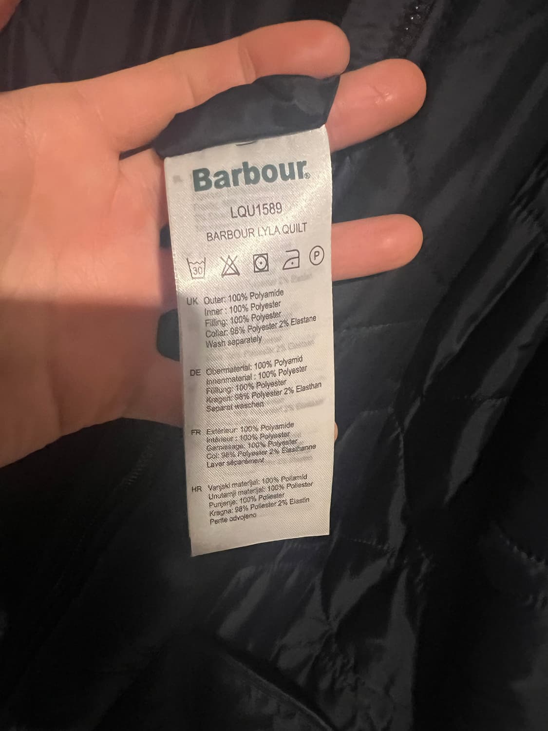 바버 퀄팅 네이비 코트 상품이미지3