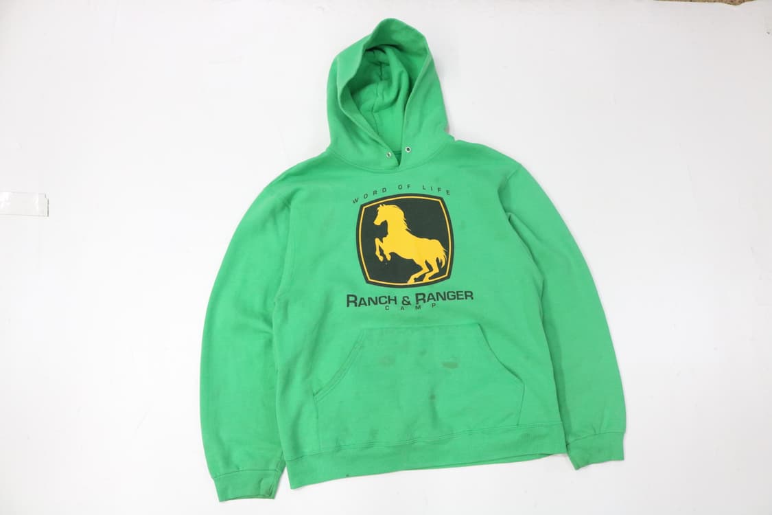 JERZEES 저지스 빈티지 그린 런치 앤 레인저 후드 티셔츠 (M) 상품이미지2
