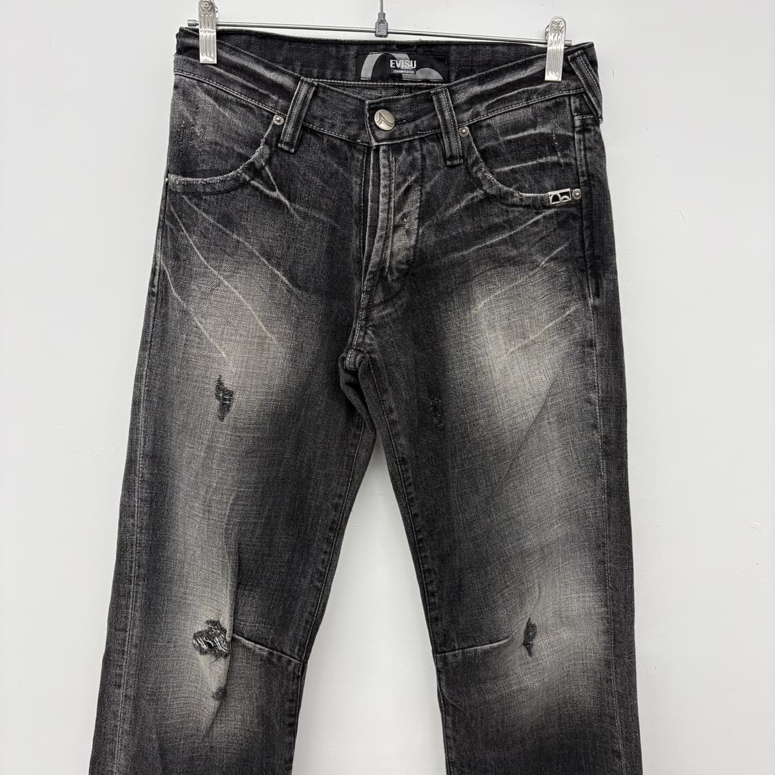 EVISU 에비수 블랙 데님 청바지 데미지진 남성 30in 상품이미지2