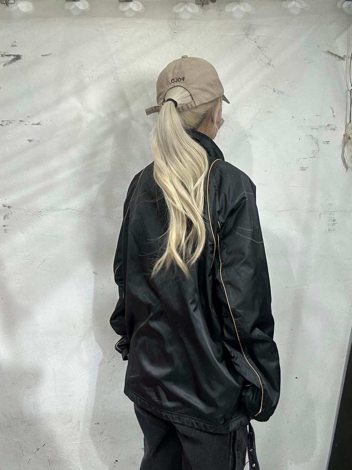 일본판 챔피온 오버핏 블랙 바람막이 올드스쿨 트랙 자켓 L 상품이미지3