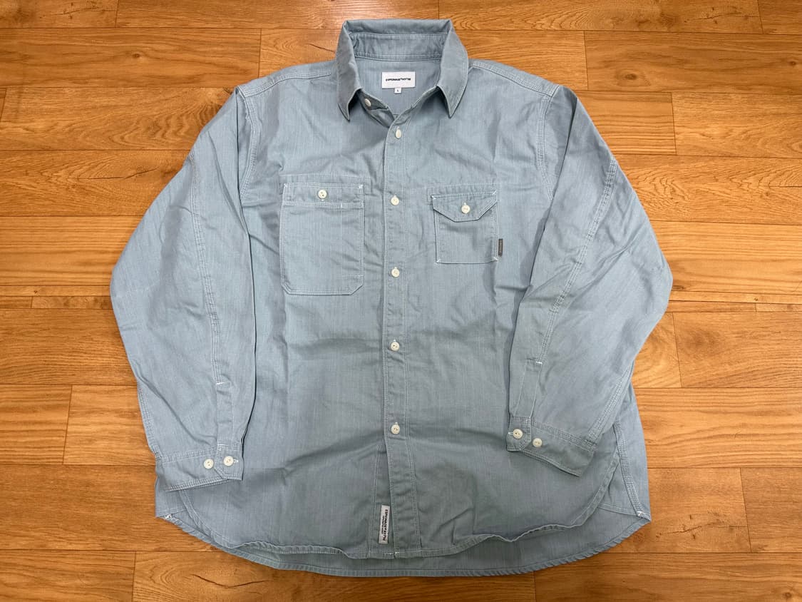 에스피오나지 헤비 샴브레이 워크셔츠 라이트블루 L 상품이미지1