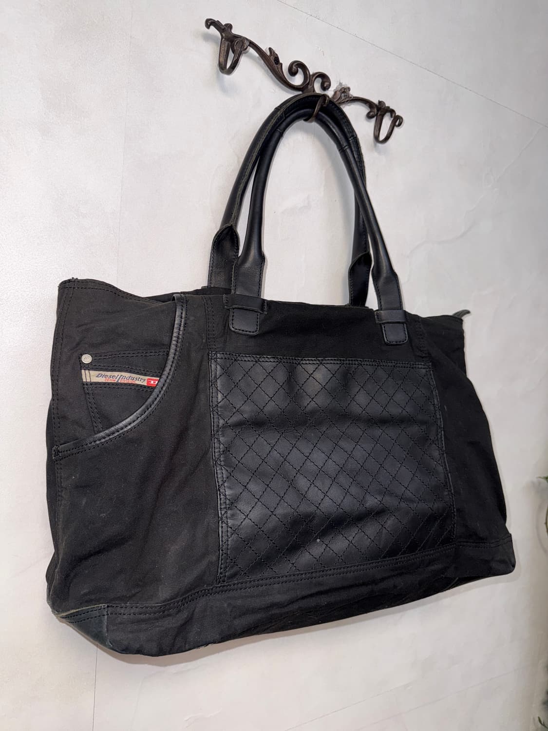 DIESEL black cotton leather boston bag 상품이미지2