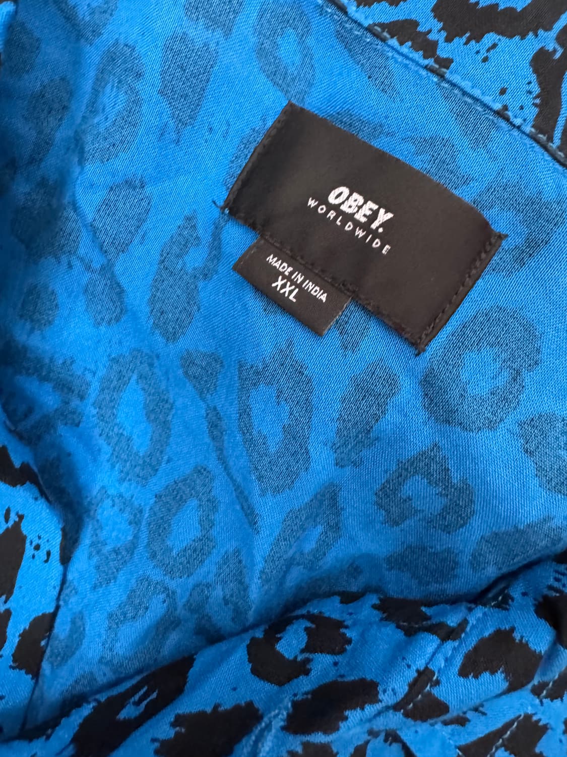 오베이 OBEY 레오파드 비스코스 오버핏 반팔 셔츠 2XL 상품이미지3