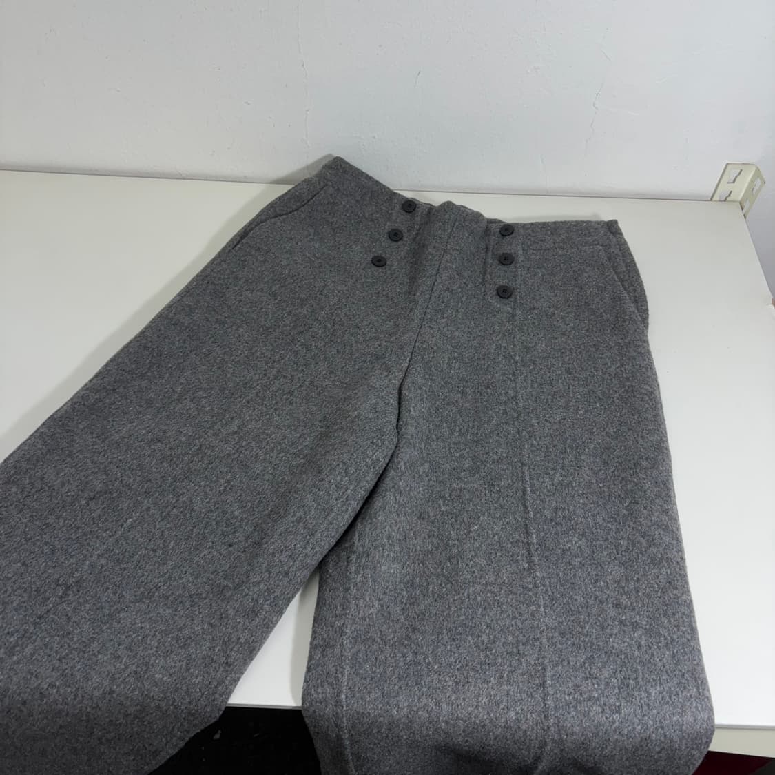 우먼L-XL 77 쏘울 SOWOOL 그레이 와이드핏 9부 울슬랙스 상품이미지1