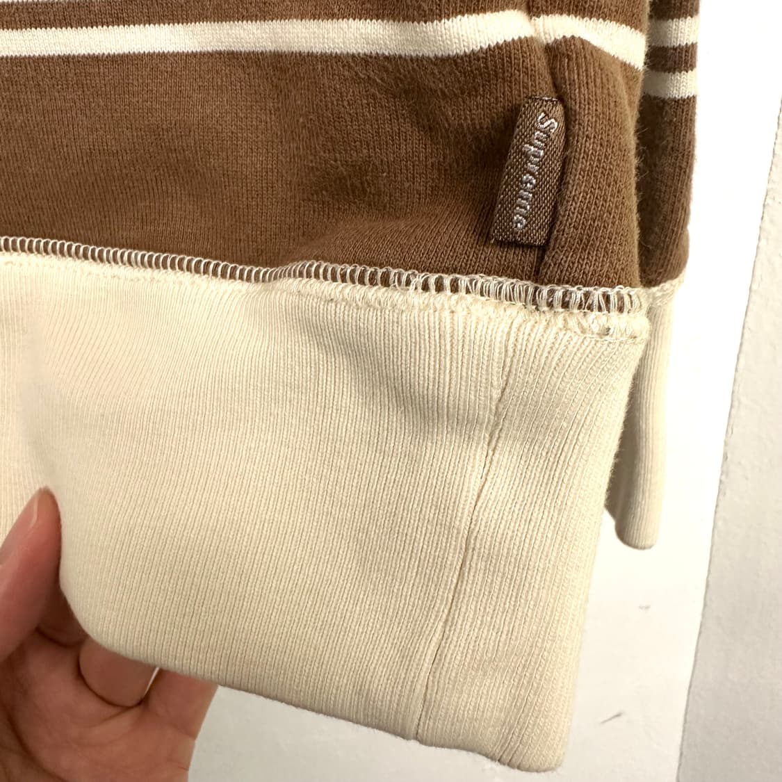 2016FW 슈프림 스트라이프 클래식로고 후드 상품이미지5