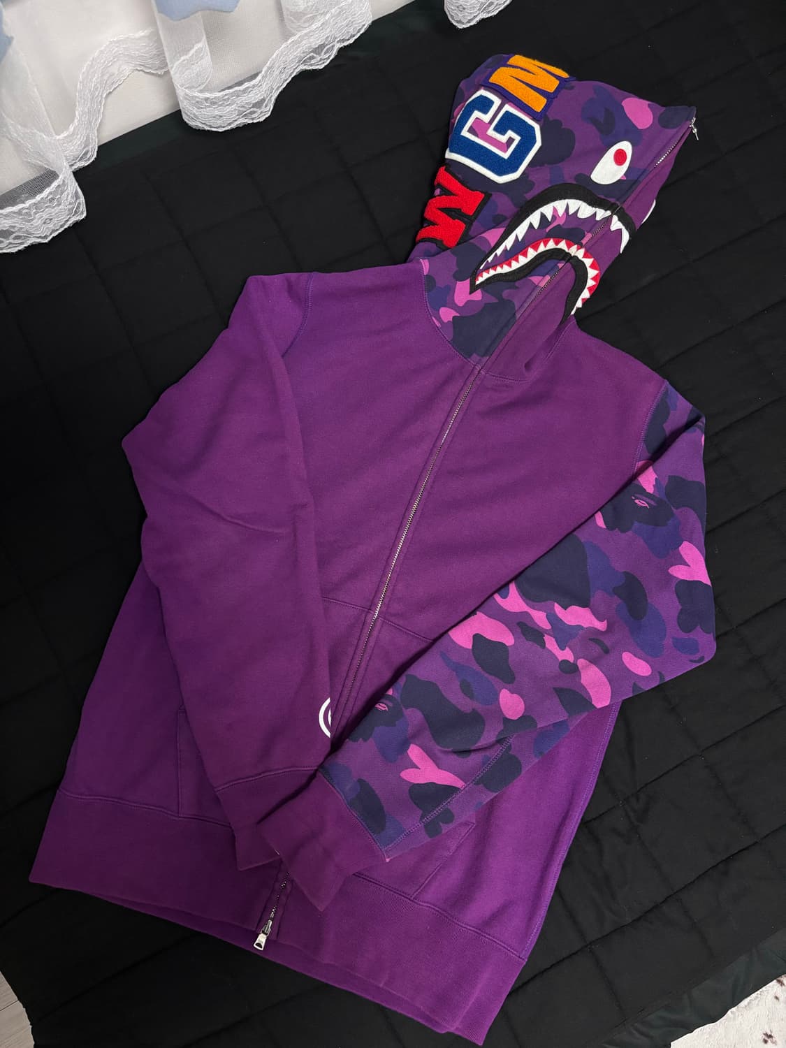 베이프 퍼플 샤크 후드집업 L 상품이미지1