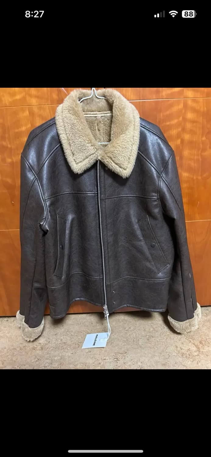 알렌느 무스탕 시어링 크롭 레더 자켓 상품이미지3