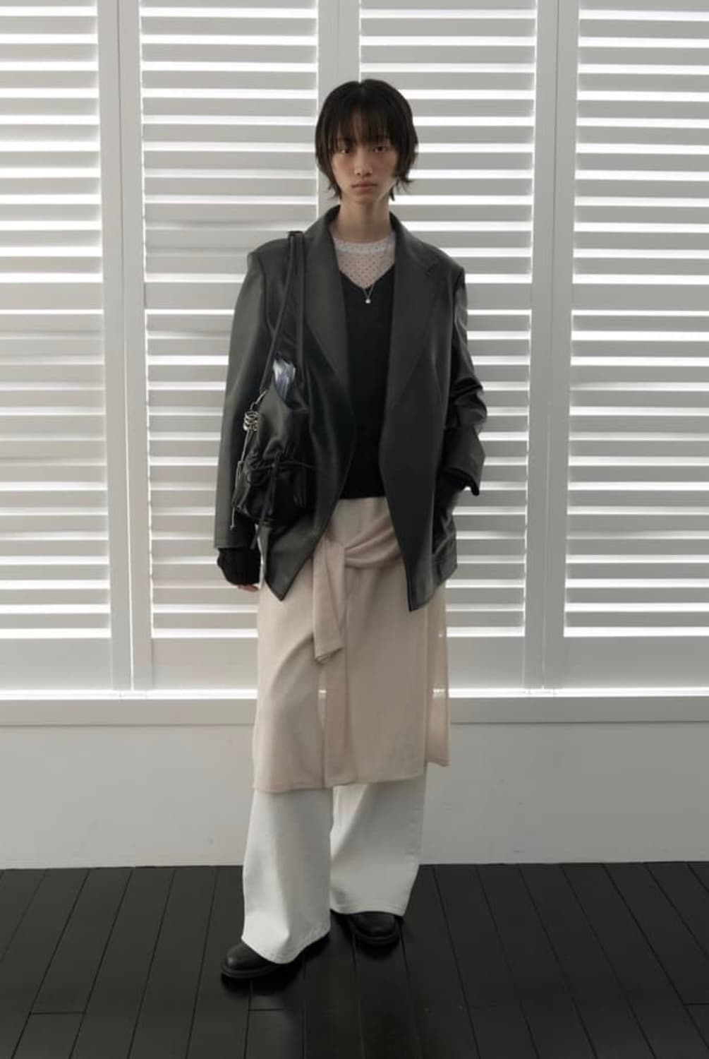 마조네 타이 니트 레이어드 스커트 (크림) 상품이미지1