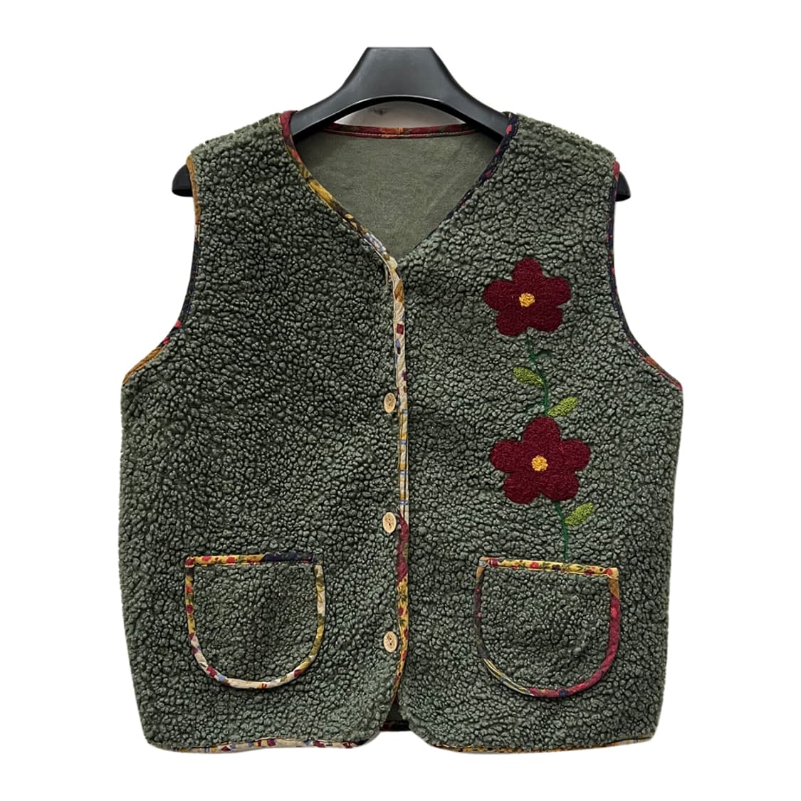 꽃무늬 양털 촌캉스 김장 조끼 FREE 상품이미지1