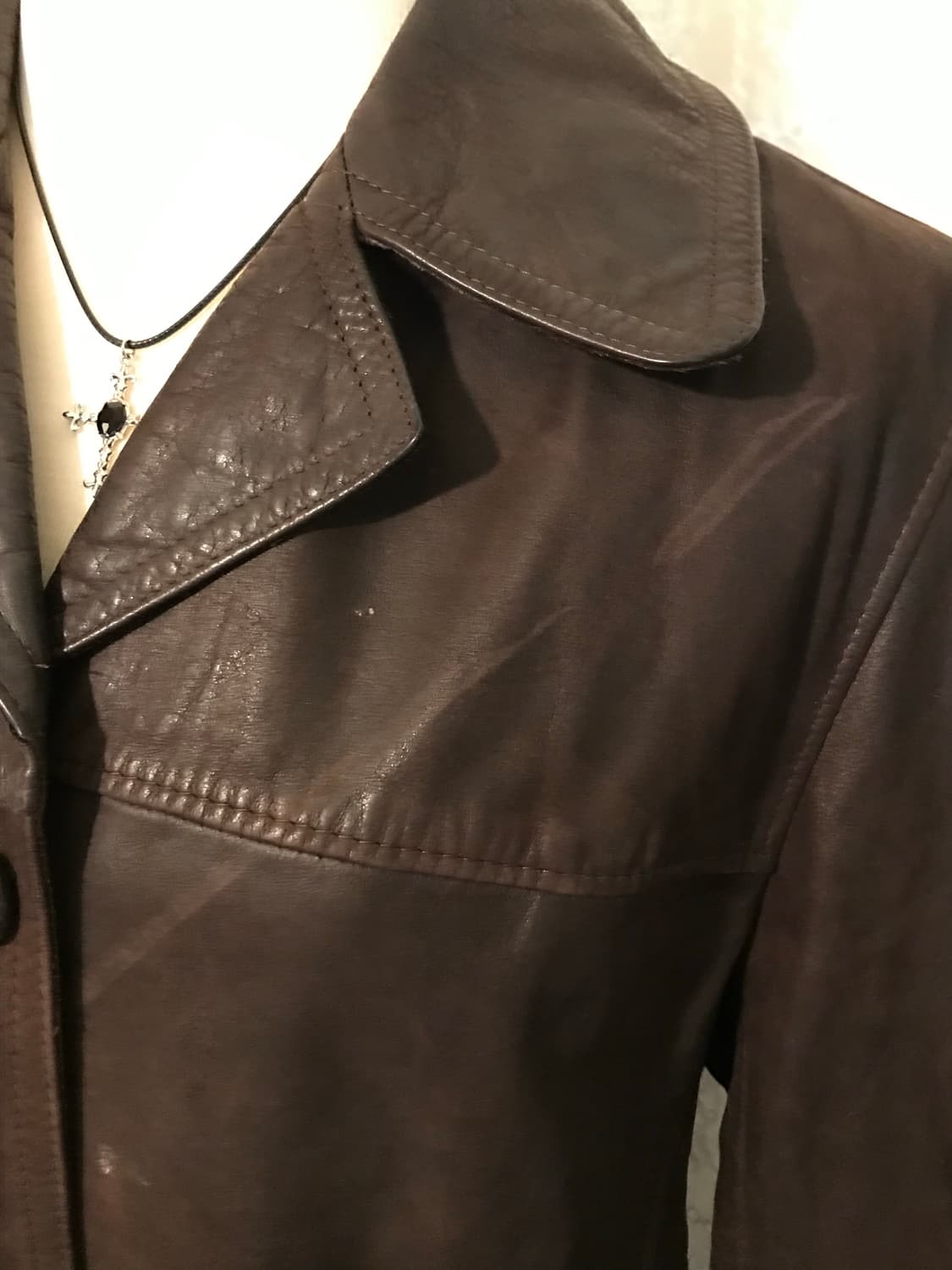 빈티지 루츠 브라운 레더 하프자켓 상품이미지3