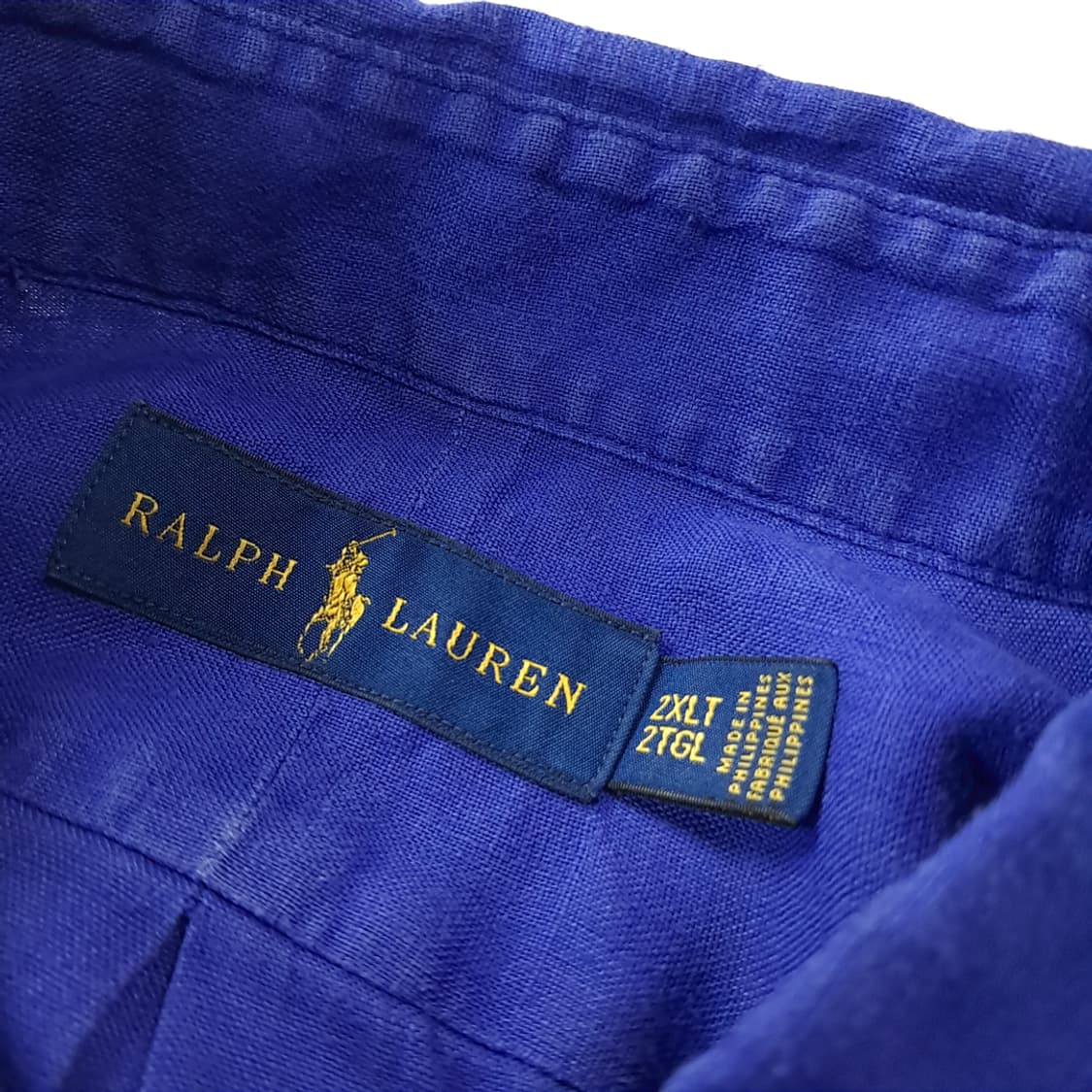 CK314 2XLT 폴로 90s 린넨 로열블루 반팔 셔츠 남방 상품이미지3