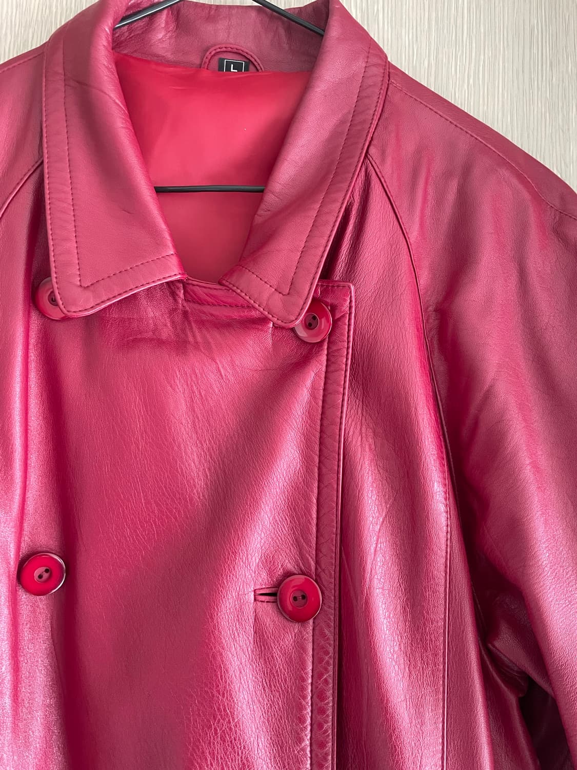 레드 버건디 made in HK 레더 하프 가죽자켓 상품이미지2