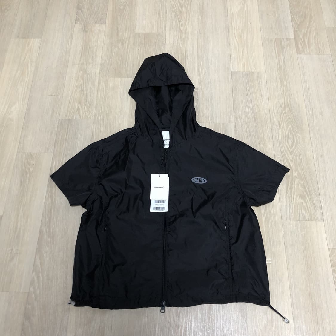 (우먼스 M) 새상품 코드그라피 WAVE 로고 심볼 시스루 반팔 후드집업 상품이미지1