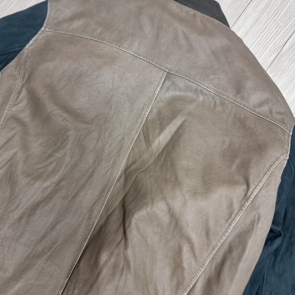 한국제 양가죽 빈티지 배색 가죽 봄버 자켓(100-105) 상품이미지4