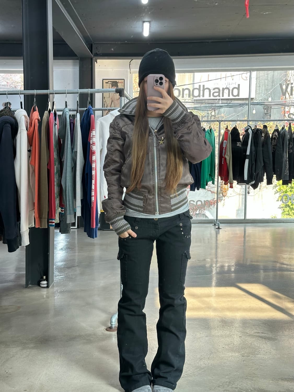 히스테릭글래머 히스걸Rock풀자수로고 하이넥 점퍼 카키 상품이미지2