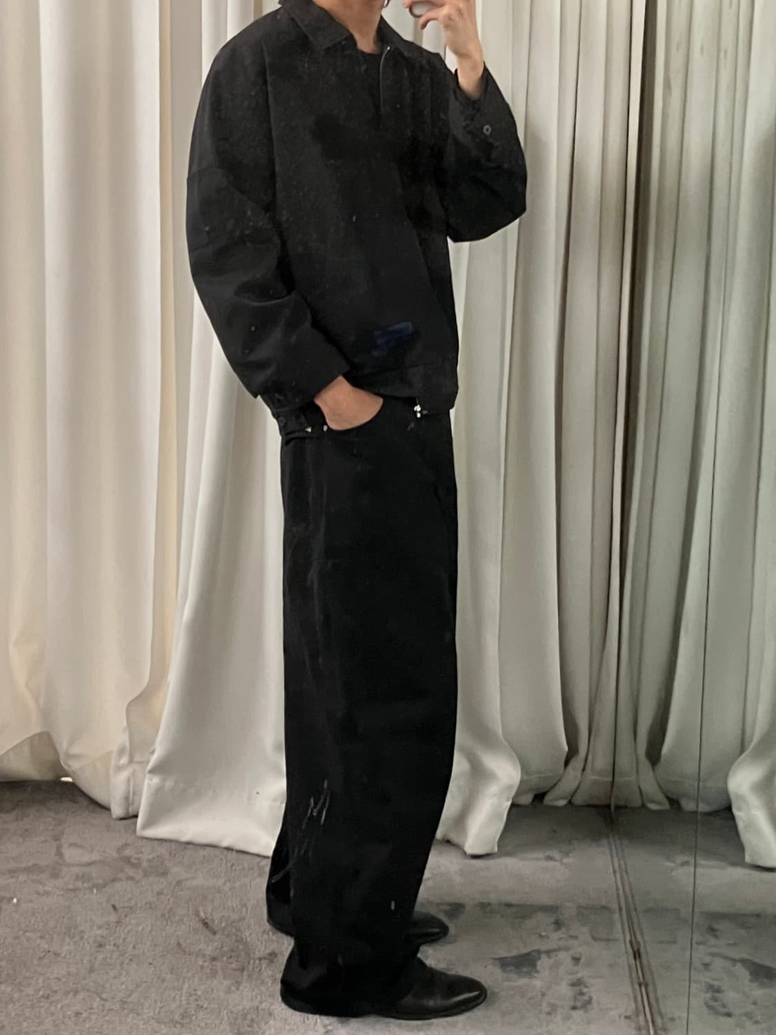 슈프림 X 준야 와타나베 꼼데가르송 블랙 프린티드 워크 자켓 L 상품이미지8