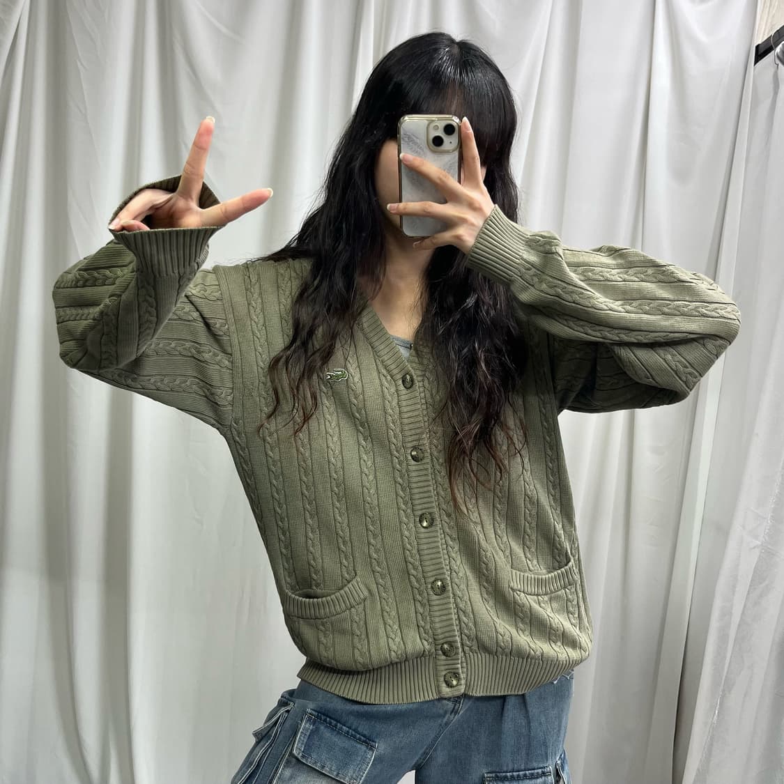 Lacoste khaki cardigan 상품이미지2