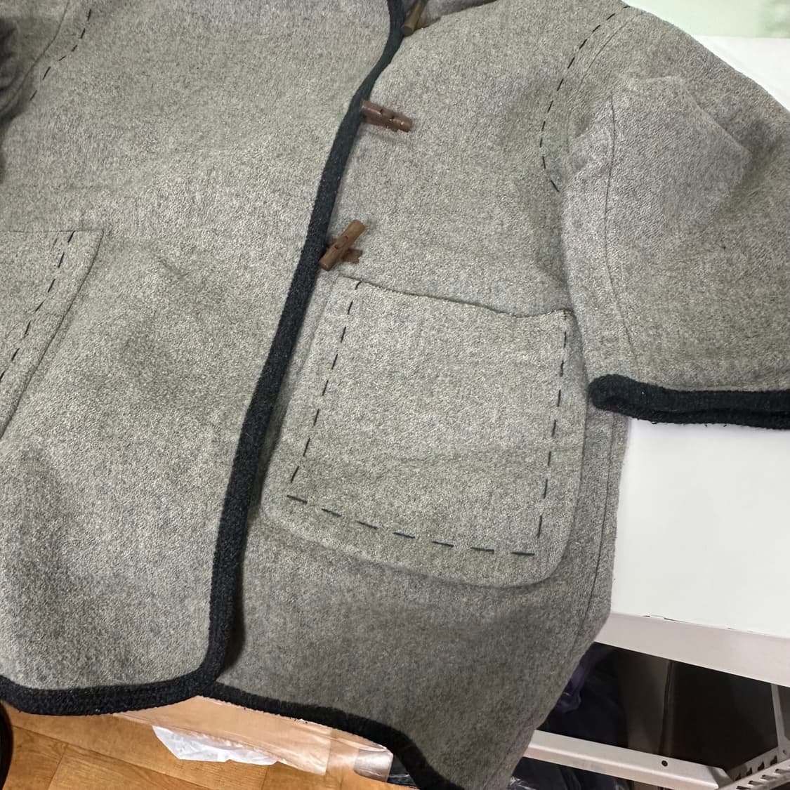 100 베네통 그레이 스티치 떡볶이 더플코트 상품이미지2