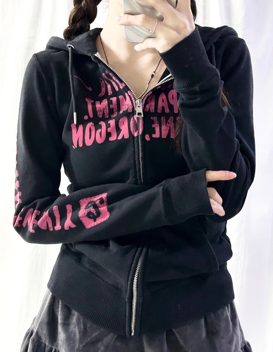 나이키 블랙 핑크 로고 후드집업 상품이미지3