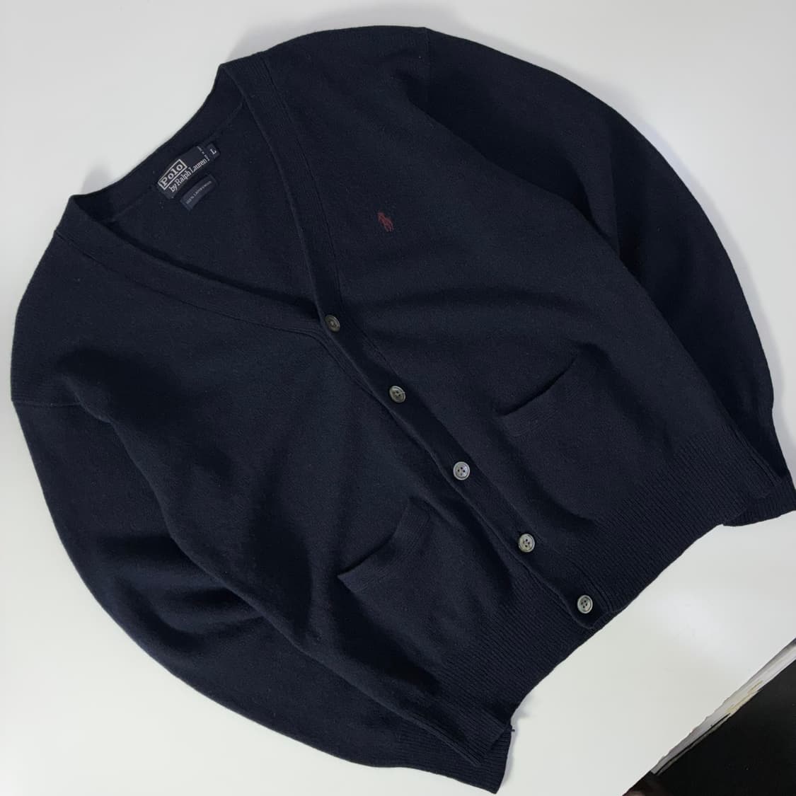 Polo 폴로 랄프로렌 램스울 네이비 버건디 포니 업버튼 가디건 상품이미지2