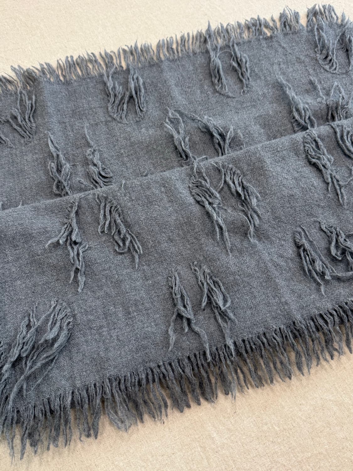 요지야마모토 디스트레스드 울 머플러 상품이미지5