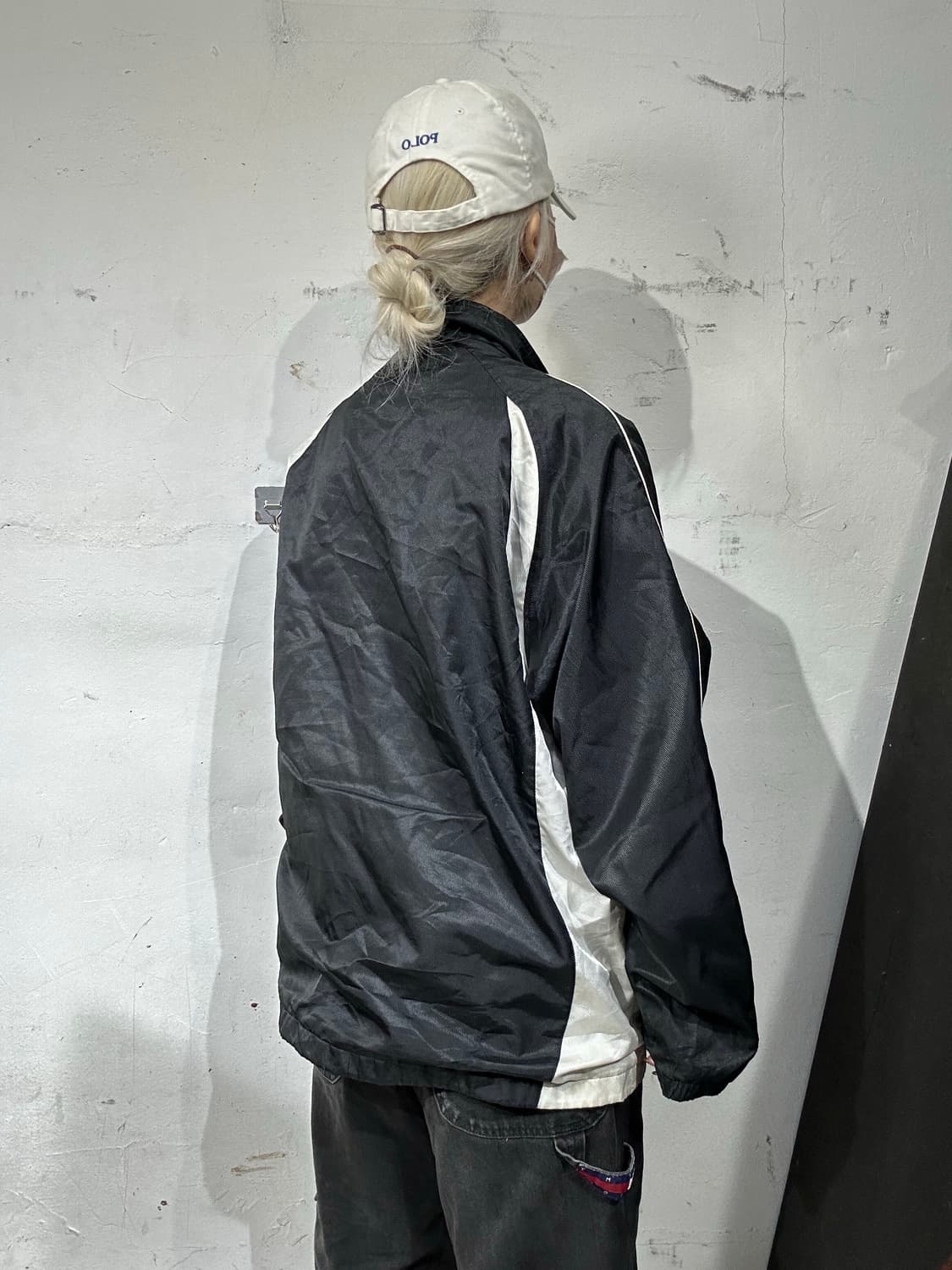 아디다스 블랙 화이트 사이드 라인 바람막이 트랙 자켓 L 상품이미지3