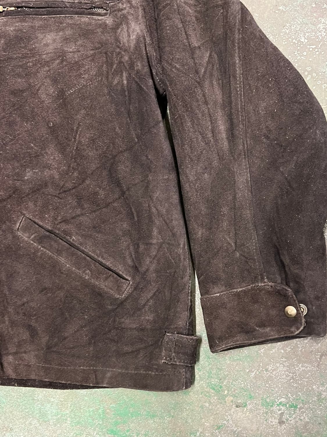 90's [XL] 가죽 자켓 빈티지 스웨이드 레더 퀼팅 풀집업 자켓 상품이미지7