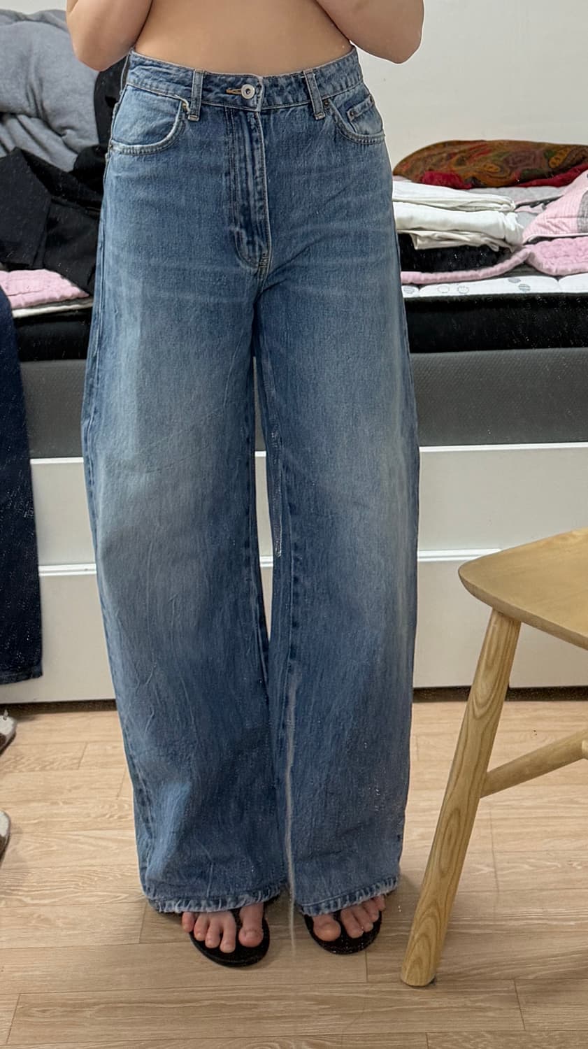 ZARA 와이드핏 데님 팬츠 미디엄 라이즈 36 상품이미지2