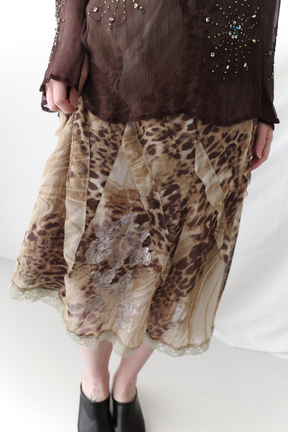leopard frill flower skirt  상품이미지3