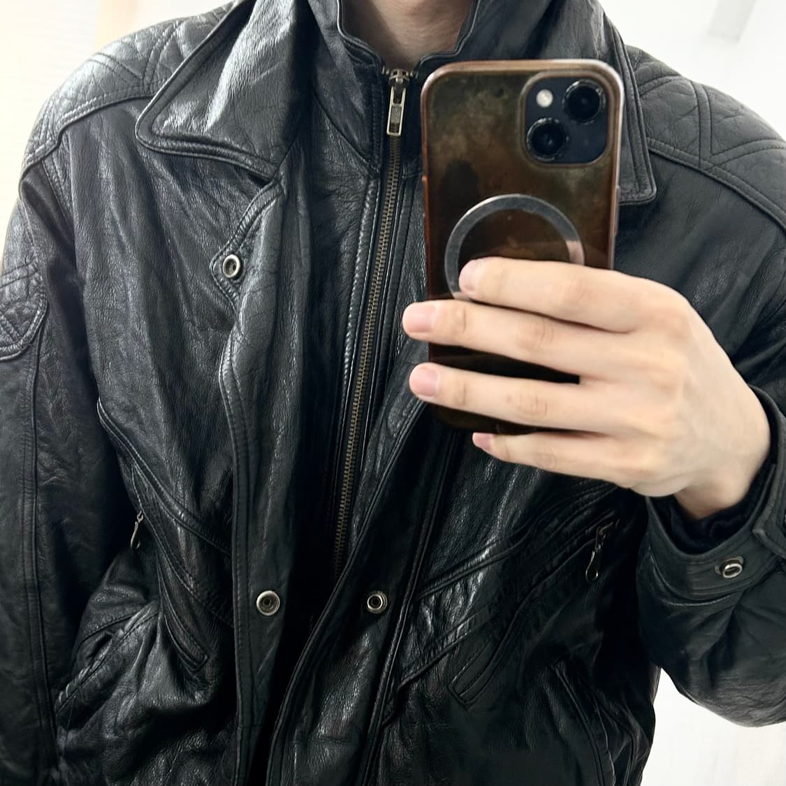 DAEDUCK 90s 양가죽 레이어드 봄버 자켓 상품이미지4