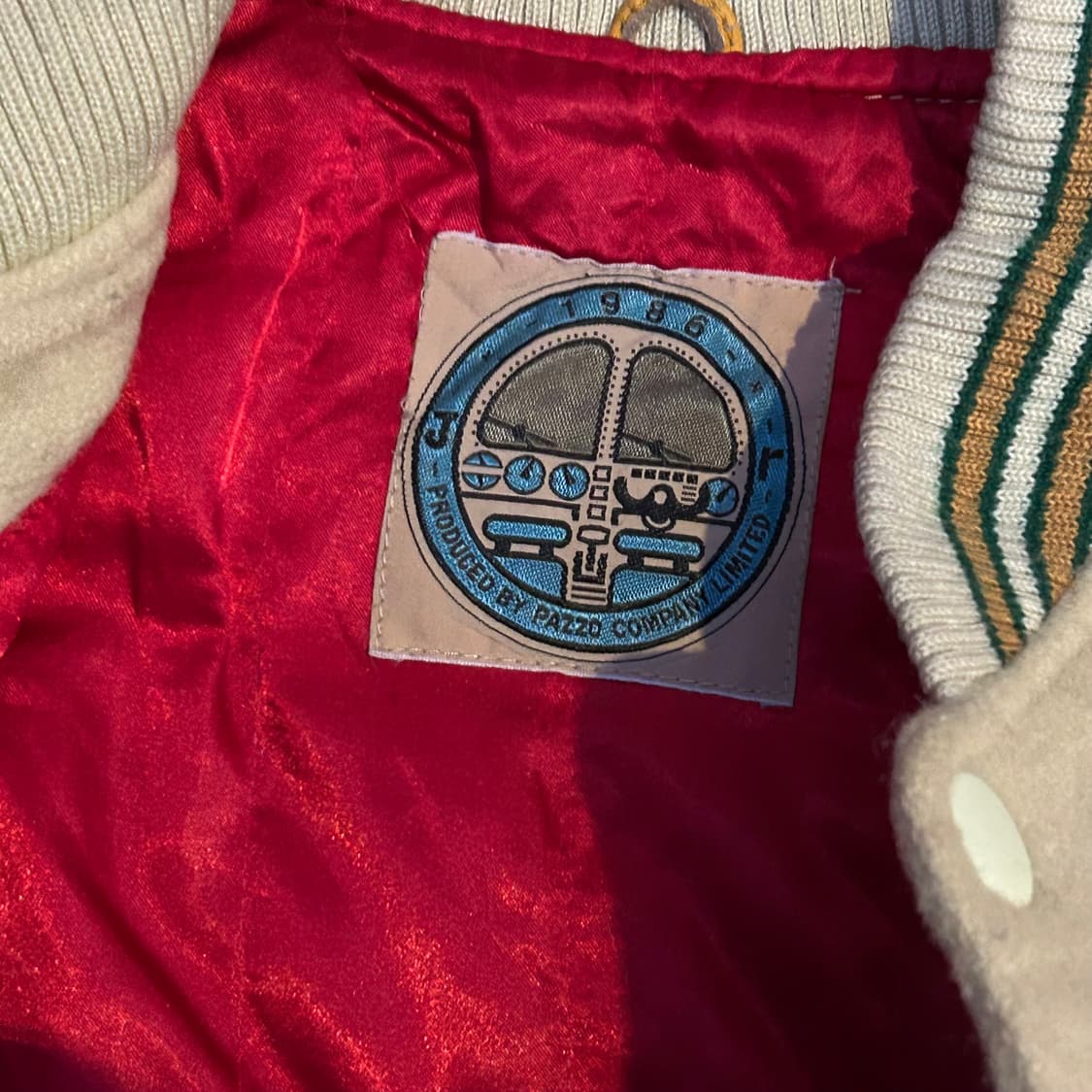 80s PAZZO 일본빈티지 가죽 자수 올드스쿨 바시티 스타디움 자켓 L 상품이미지7