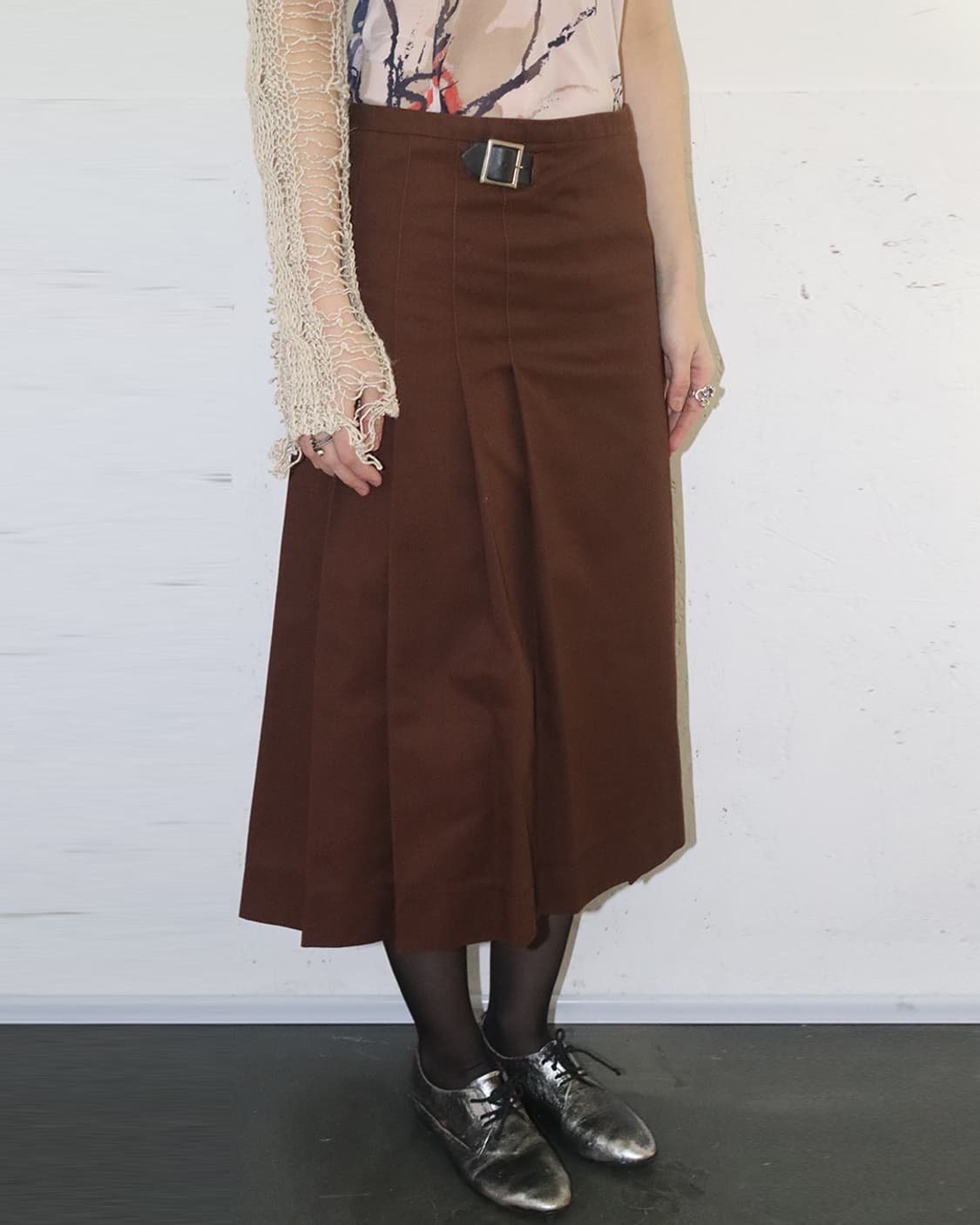 엔지니어드 가먼츠 벨트 디테일 플리츠 랩 스커트 상품이미지2