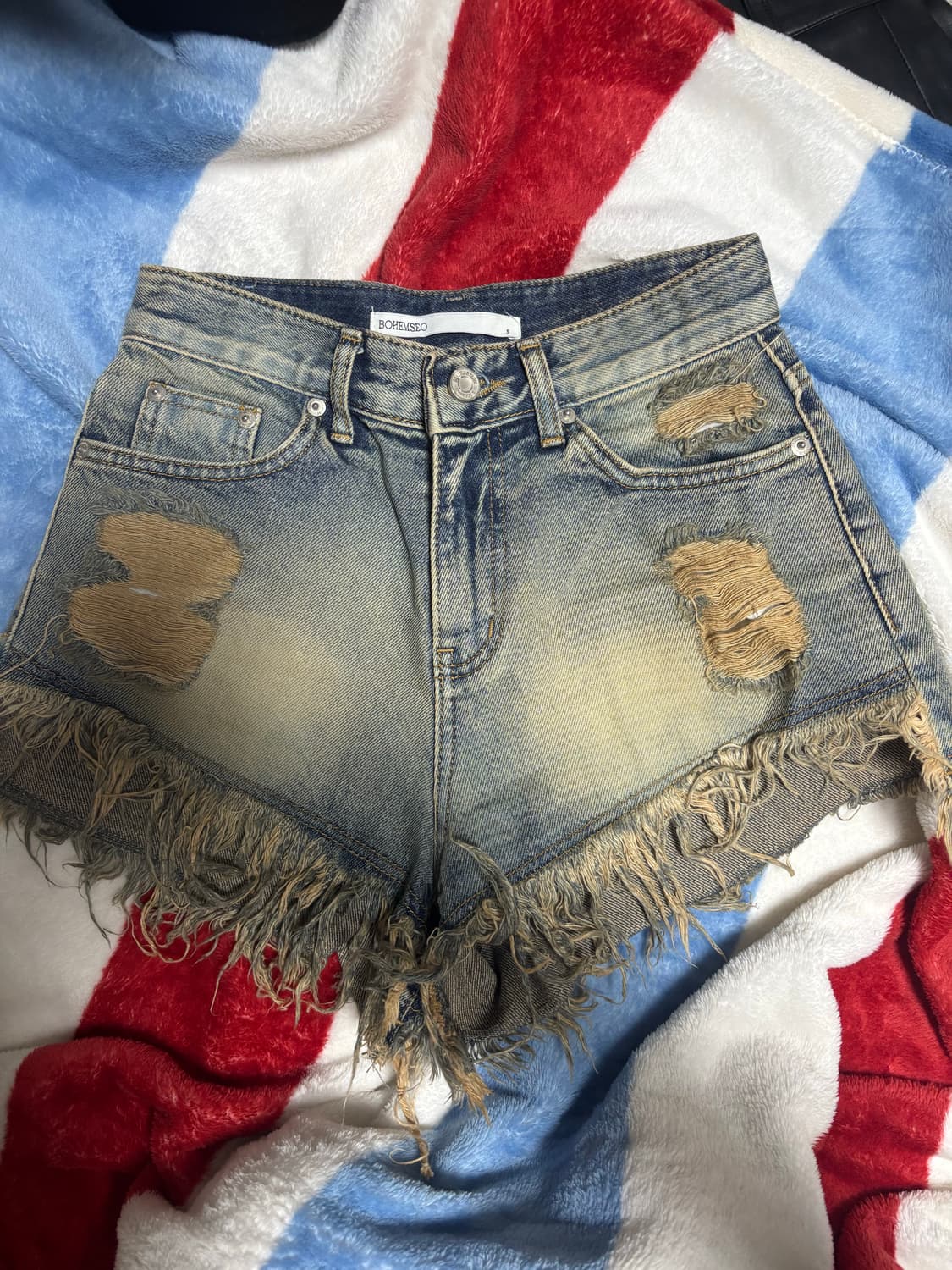 보헤미안서울 데미지 워싱 쇼츠 블루 23ver 상품이미지2