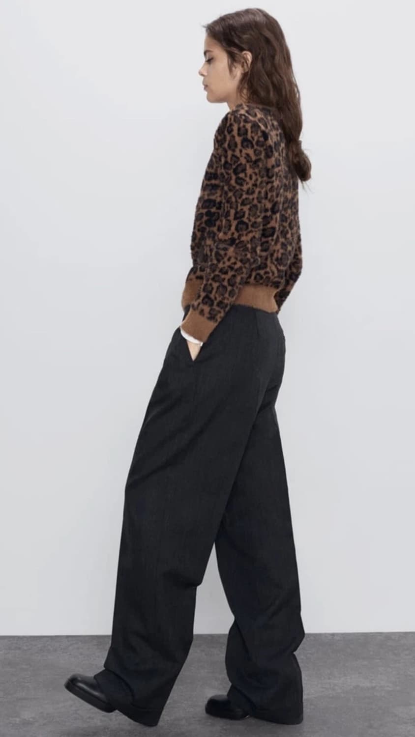 [L] ZARA 자라 애니멀 레오파드 호피 자카드 니트 가디건 상품이미지4