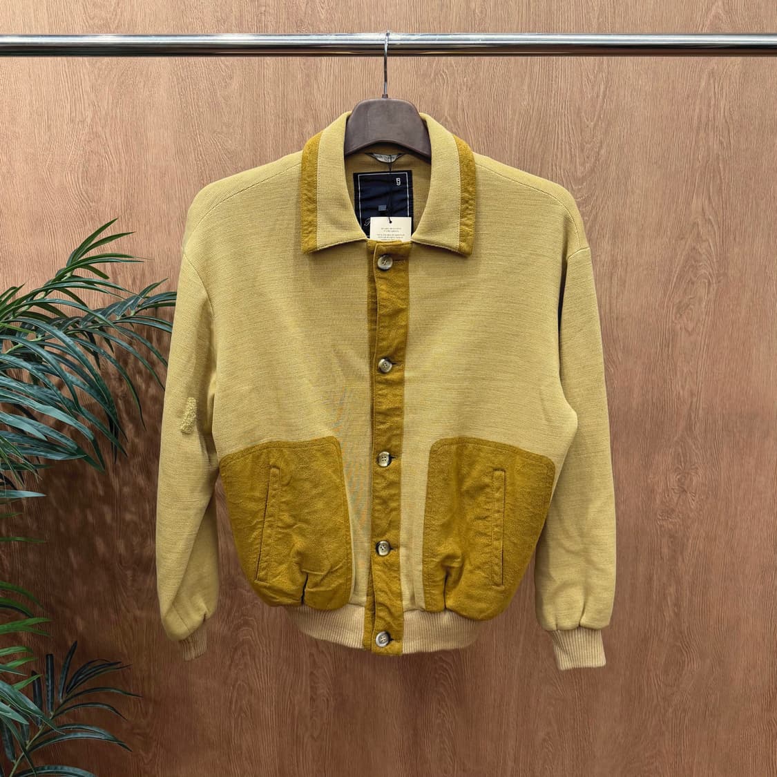 빈티지 울 블루종 자켓 배색 플래킷 포켓 디테일 레귤러핏 머스타드 상품이미지1