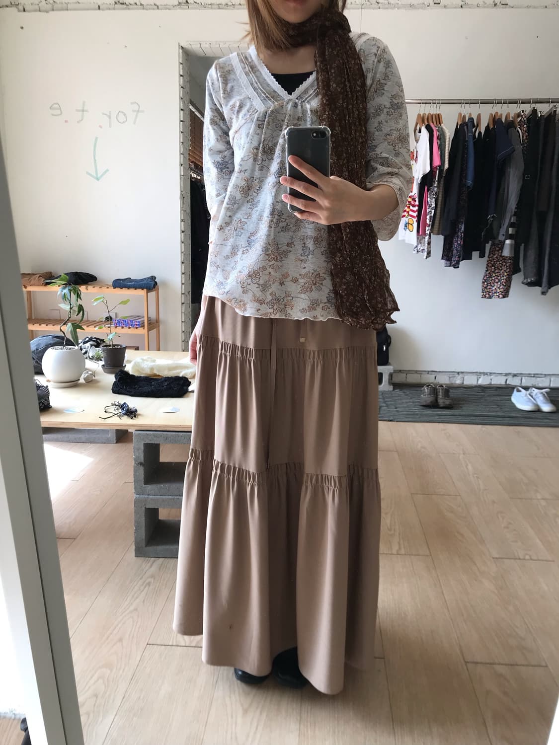 베이지 롱 스커트 상품이미지3