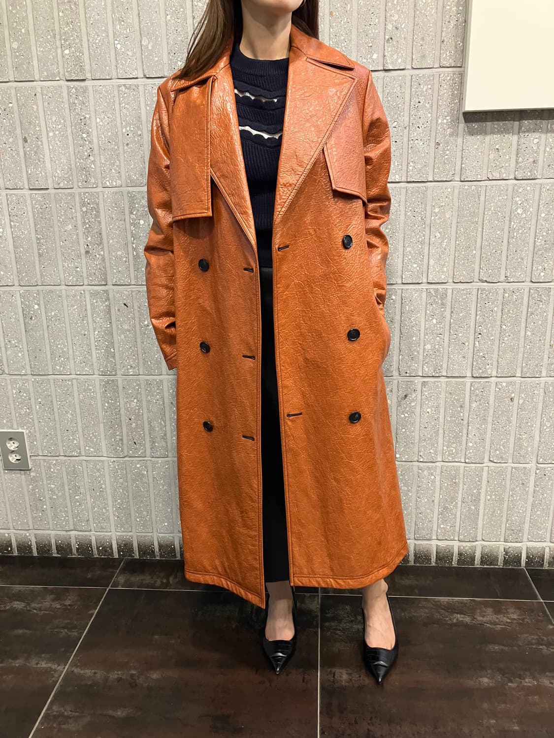 [38] MSGM 브라운 비스코스 더블 코트 상품이미지1
