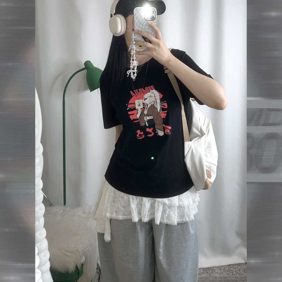 블랙 사무라이 토끼 일본 빈티지 반팔 티셔츠 상품이미지5