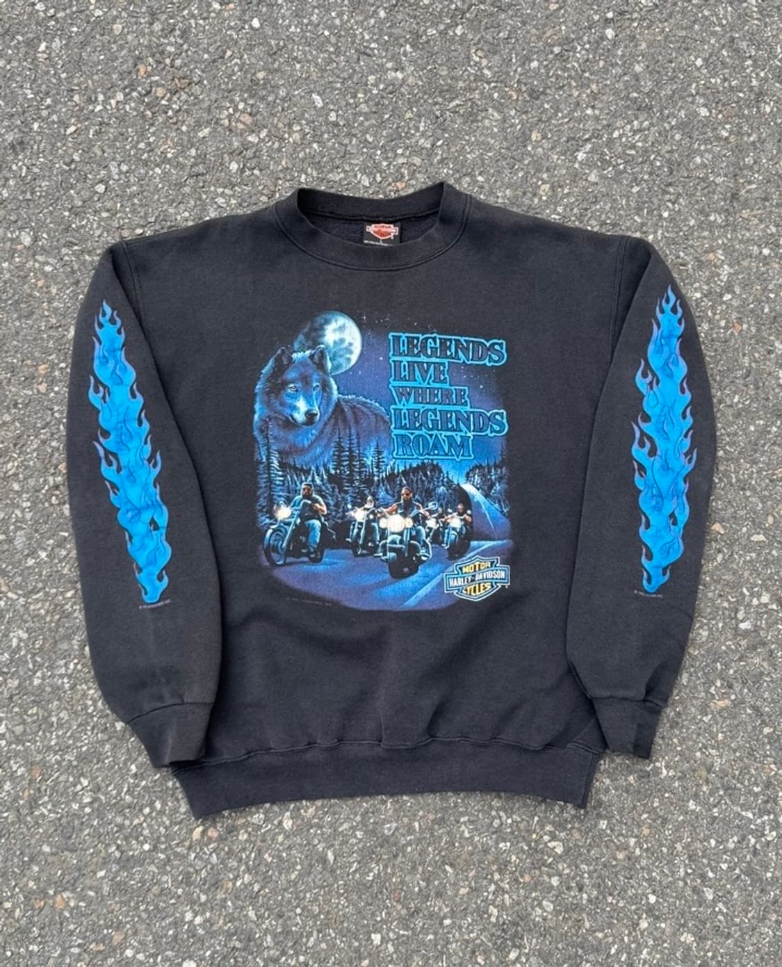 빈티지 90s HarleyDavidson 할리데이비슨 블루 플레임 스웻 상품이미지2