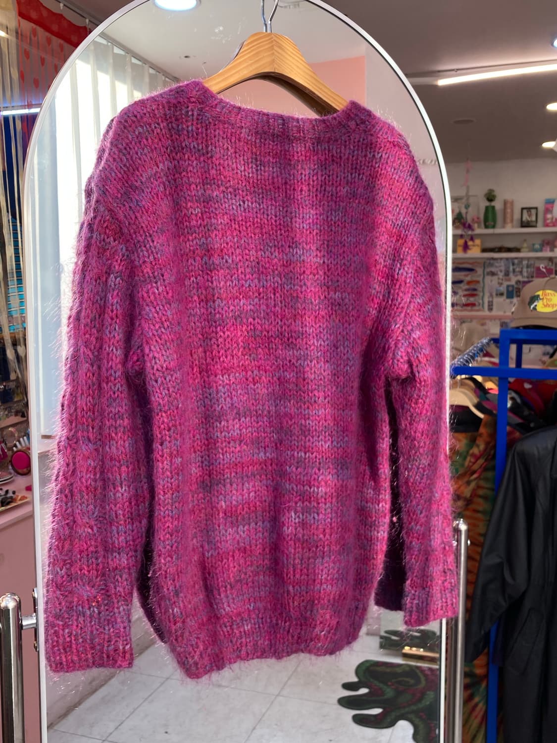 빈티지 울 핑크 꽈배기 니트 상품이미지4