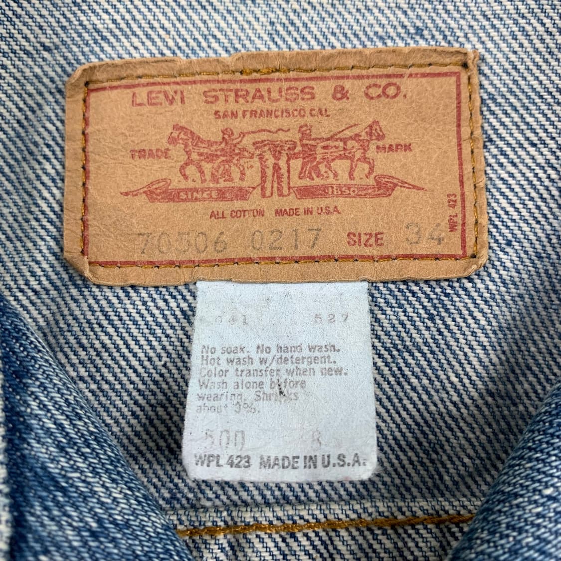 80's made in usa 리바이스 70506 0217 데님 자켓 상품이미지6
