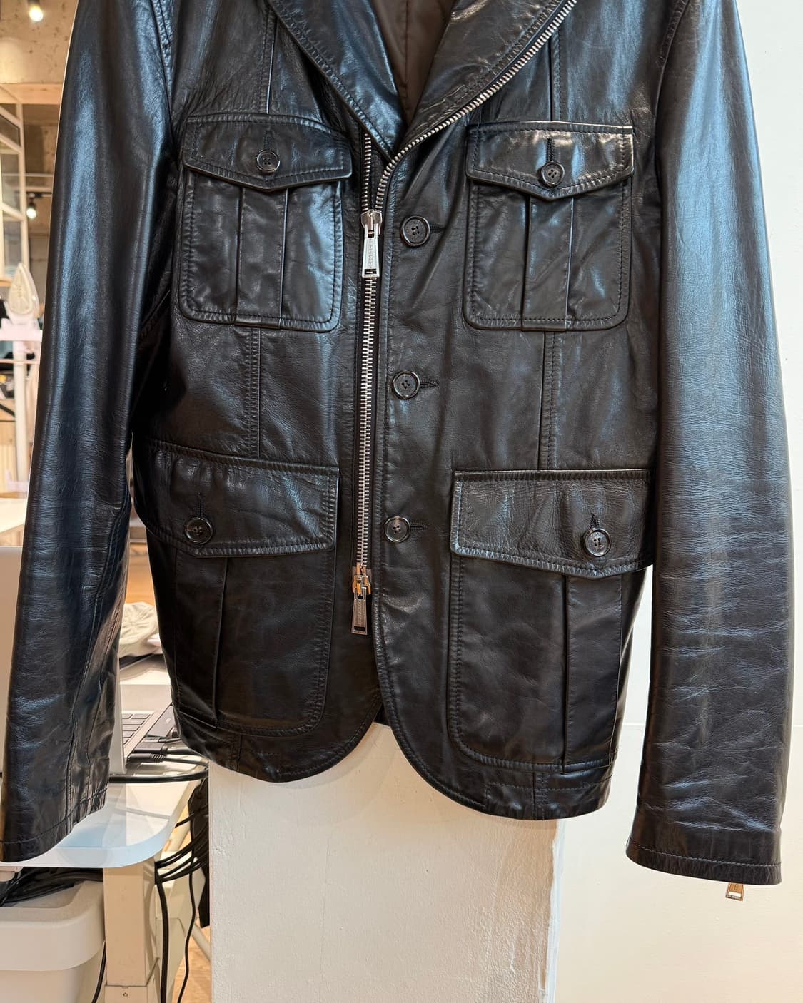 디스퀘어드2 블랙 램스킨 레더 자켓  상품이미지6