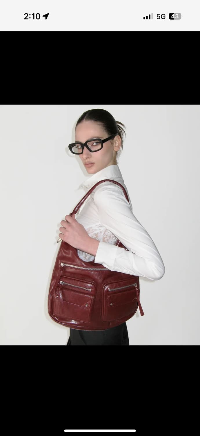 썬번프로젝트 더블 포켓 숄더백 버건디 상품이미지4