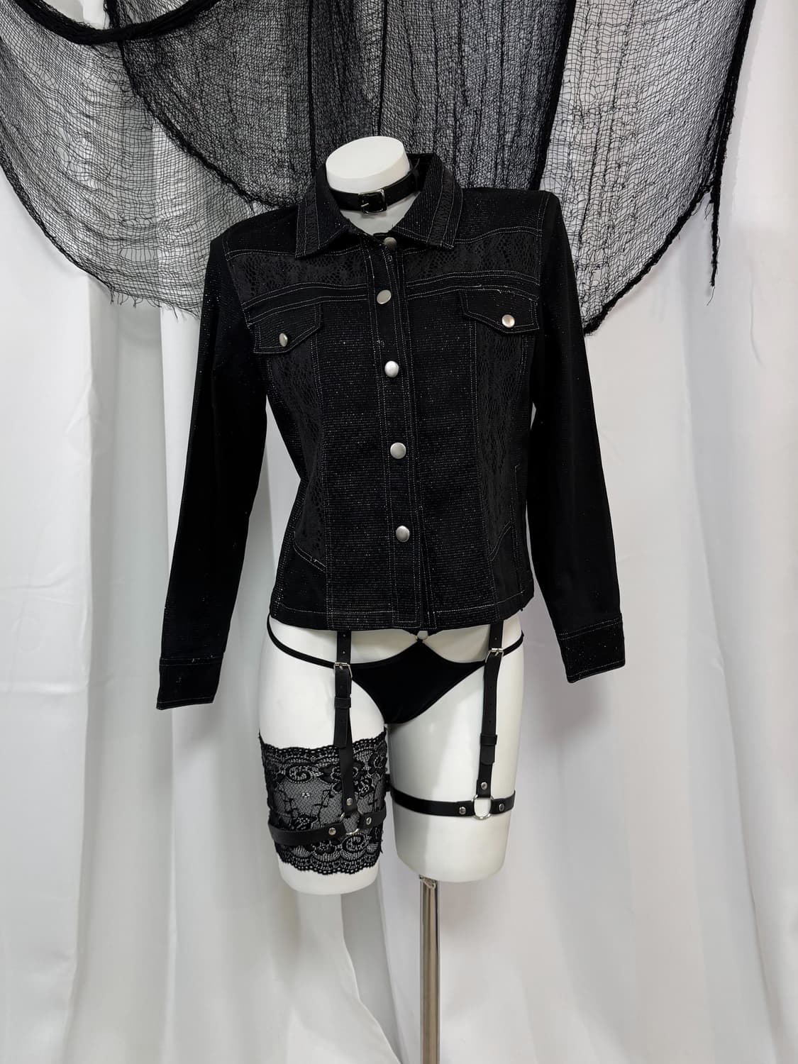 denim glitter snake jacket 상품이미지2